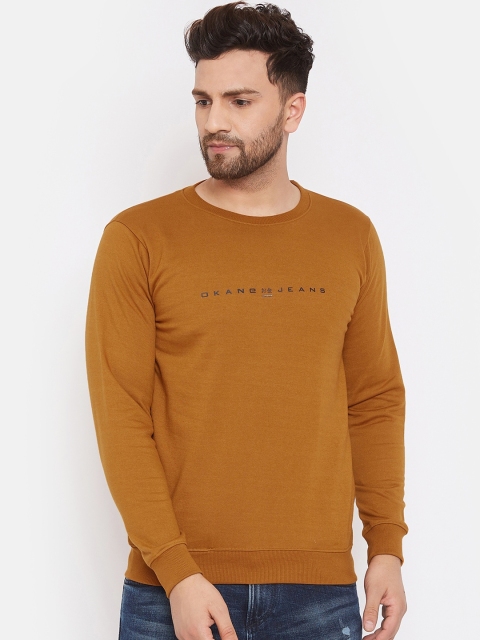 

Okane Men Tan Brown Printed Sweatshirt