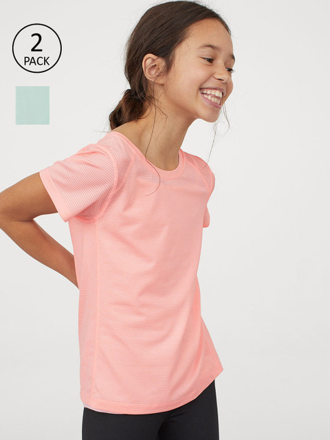 

H&M Girls 2-Pack Sports Tops, Turquoise blue