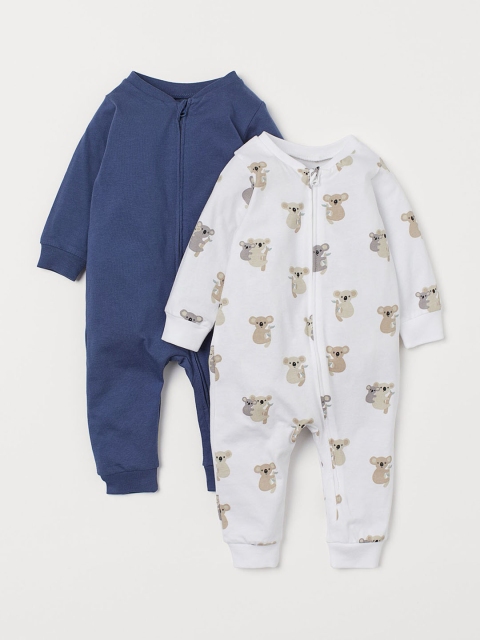 

H&M Kids Navy Blue & White 2-Pack Zip-Up Pyjamas