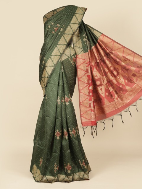 

Pothys Green Printed Jute Silk Saree
