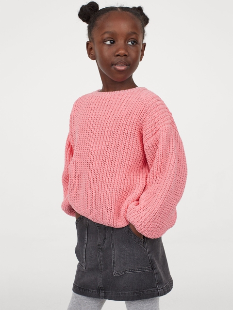 

H&M Girls Pink Knitted Chenille Jumper