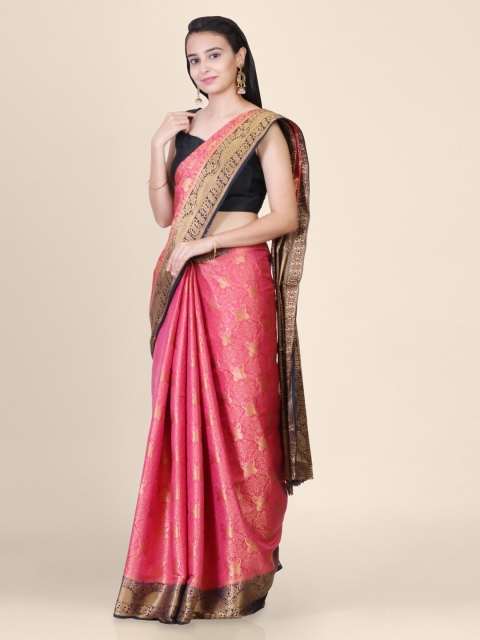 

Hastakala Pink Silk Blend Woven Design Handloom Banarasi Saree