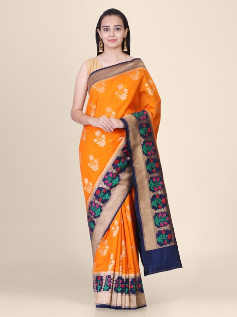 

Hastakala Orange & Blue Jute Silk Woven Design Kota Handloom Saree