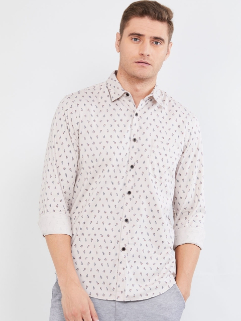 max Men Beige Regular Fit Printed Casual Shirt