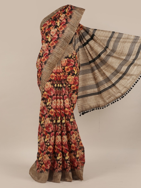 

Pothys Black & Red Jute Silk Woven Design Saree
