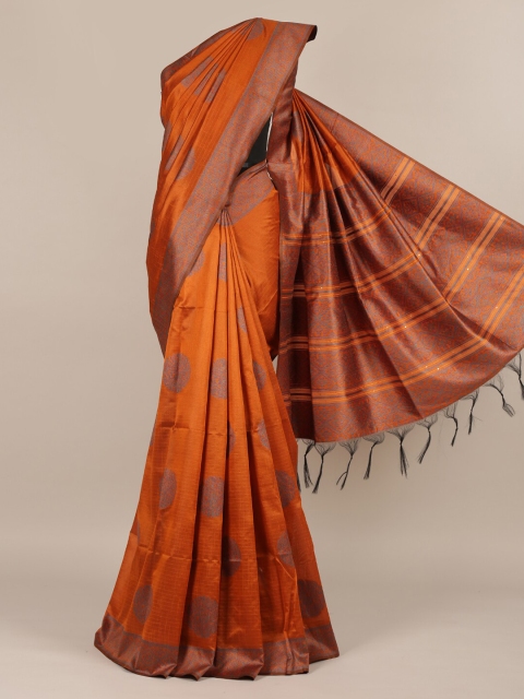 

Pothys Orange Woven Design Jute Silk Saree