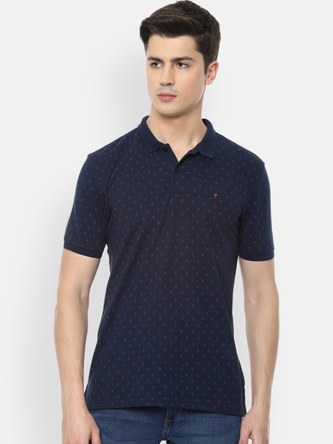 

Louis Philippe Sport Men Navy Blue Printed Mandarin Collar T-shirt