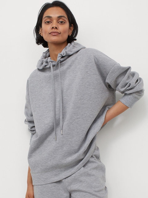 

H&M Women Grey Solid Oversized Hoodie