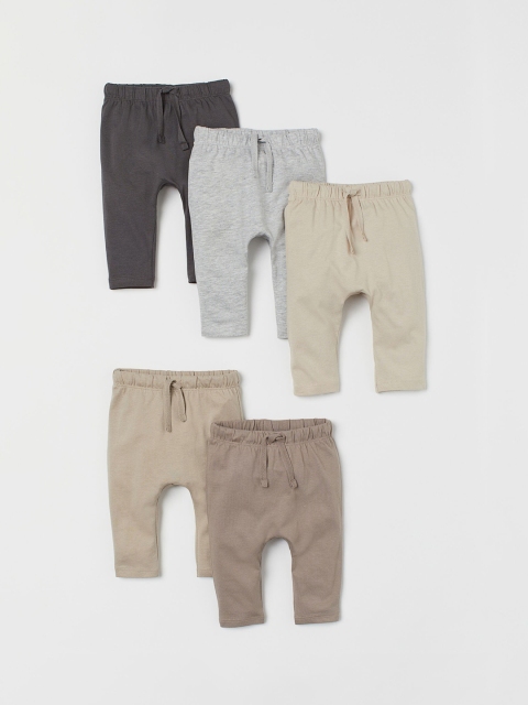

H&M Boys 5-Pack Cotton Trousers, Beige