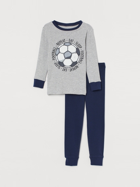 

H&M Girls Blue & Grey Printed Cotton Jersey Pyjamas