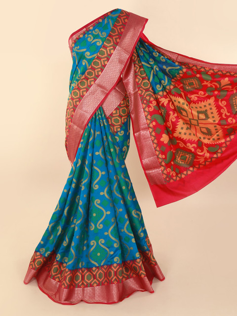 

Pothys Blue & Red Supernet Woven Design Saree