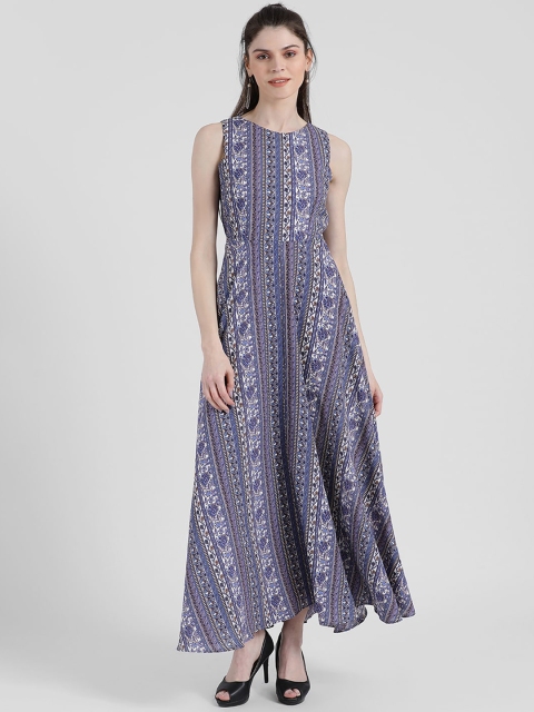 

Zink London Women Blue Printed Maxi Dress