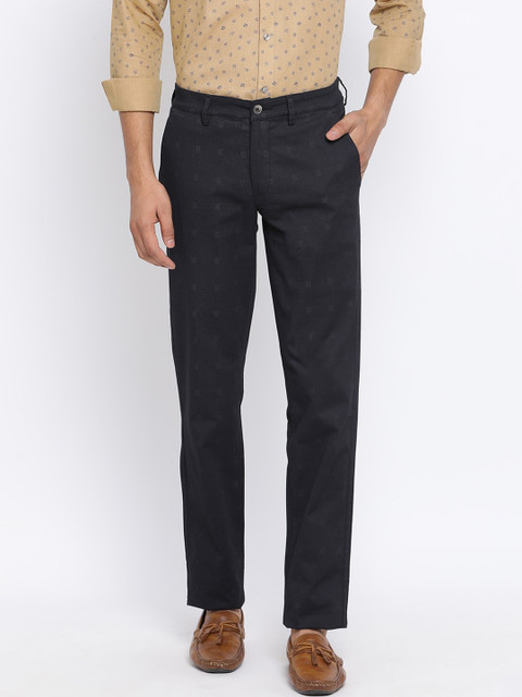 

Turtle Men Black Slim Fit Solid Regular Trousers