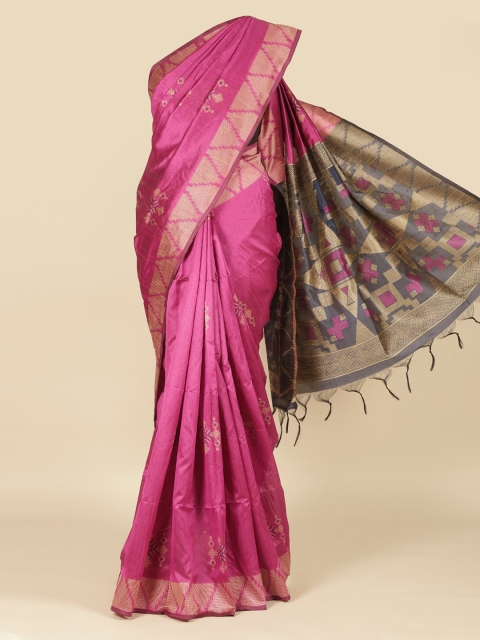 

Pothys Pink Woven Design Jute Silk Saree