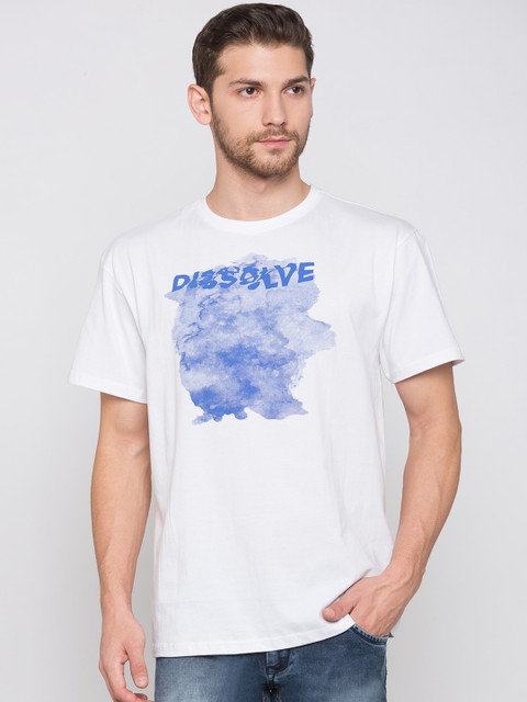 

Globus Men White Printed Round Neck T-shirt