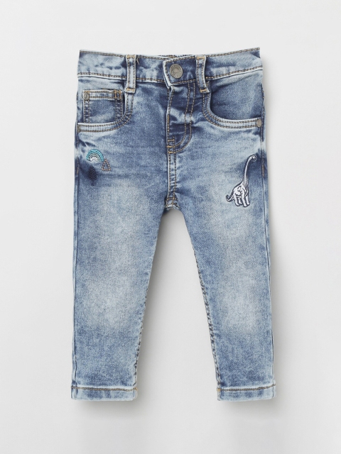 

max Boys Blue Slim Fit Mid-Rise Mildly Distressed Stretchable Jeans