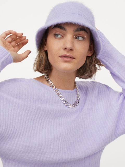 H&M Women Purple Twist-Detail Jumper