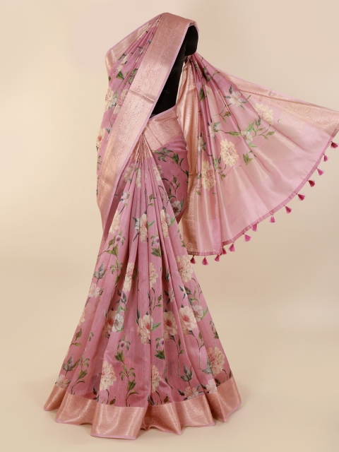 

Pothys Pink Printed Cotton Blend Saree