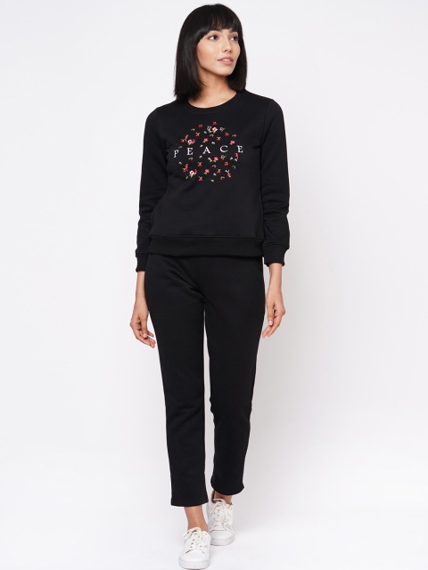 

Sweet Dreams Women Black Solid Track Suit