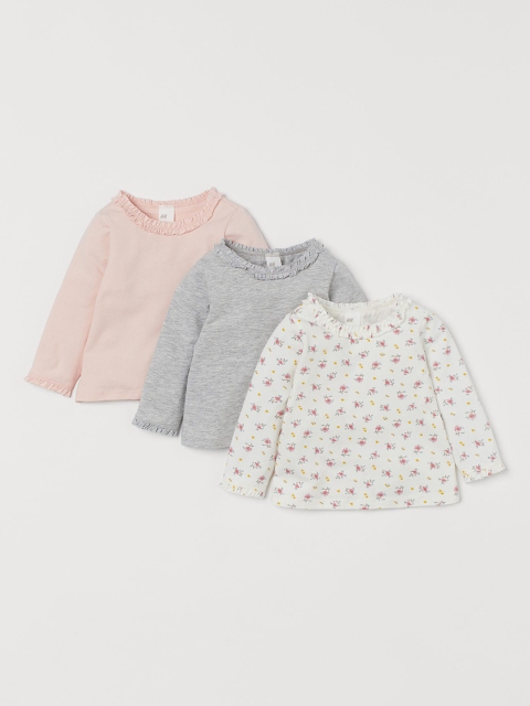 

H&M Girls 3-Pack Frilled Tops, White