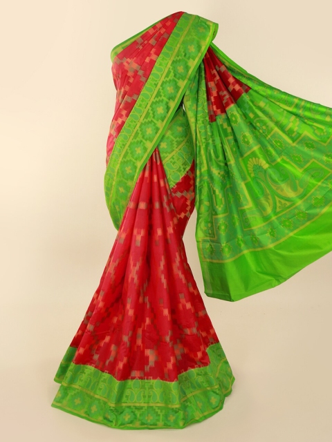 

Pothys Red & Green Cotton Blend Printed Saree