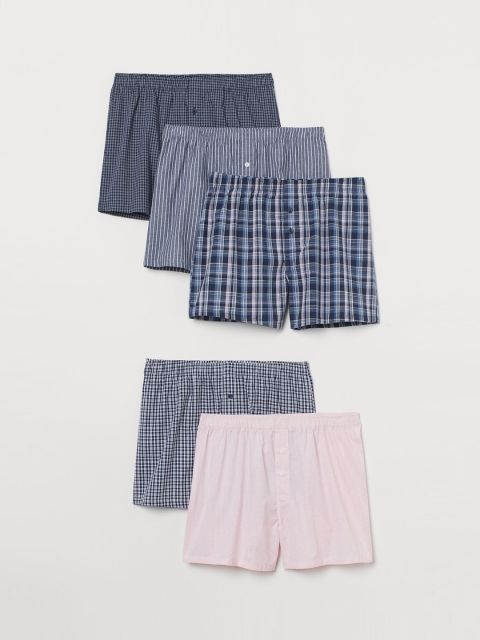 

H&M Men 5-Pack Woven Cotton Boxer Shorts, Multi