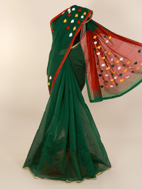 

Pothys Green Embellished Cotton Blend Saree