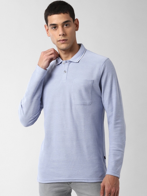 

Peter England Casuals Men Blue Solid Polo Collar T-shirt