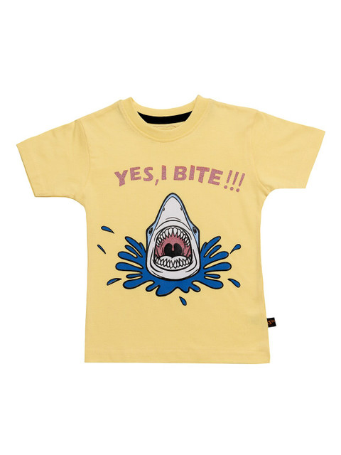 

Kid Studio Boys Yellow Printed Round Neck T-shirt