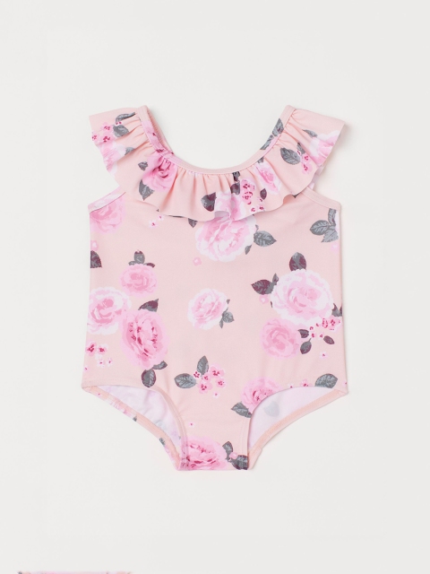 

H&M Girls Pink Flounce-Trimmed Swimsuit