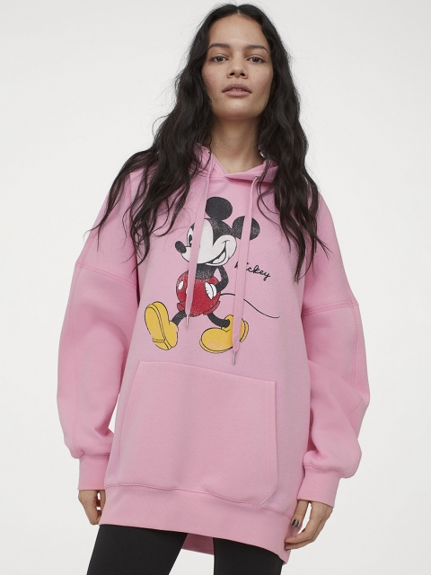 

H&M Women Pink Oversized Printed Sustainable Hoodie