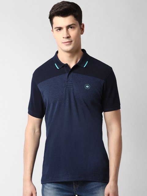 

Peter England Casuals Men Navy Blue Solid Polo Collar T-shirt