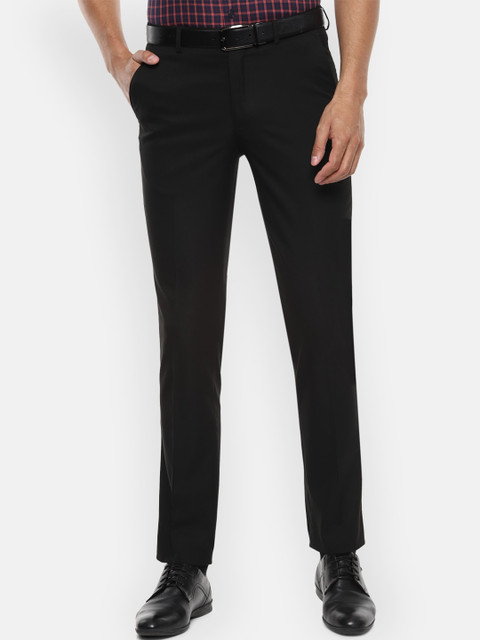 

Louis Philippe Men Black Slim Fit Solid Formal Trousers
