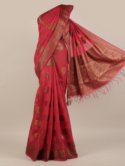 

Pothys Pink Woven Design Jute Silk Saree