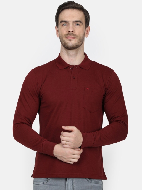 

Monte Carlo Men Maroon Solid Polo Collar T-shirt