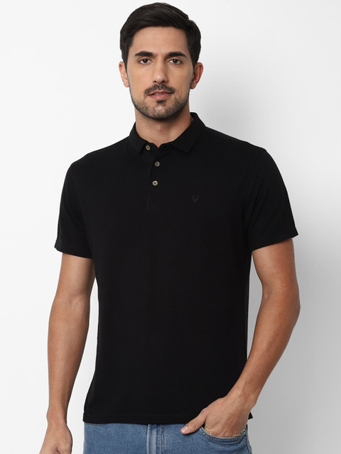 

Allen Solly Men Black Solid Polo Collar Cotton T-shirt