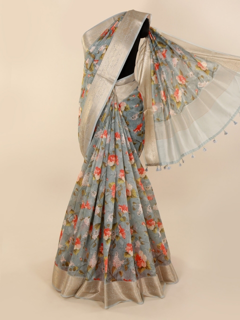 

Pothys Grey Printed Cotton Blend Saree