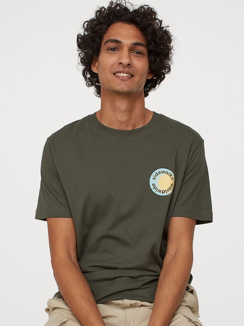 

H&M Men Green Printed T-shirt
