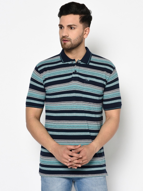 

Duke Men Multicolored Striped Polo Collar T-shirt, Multi