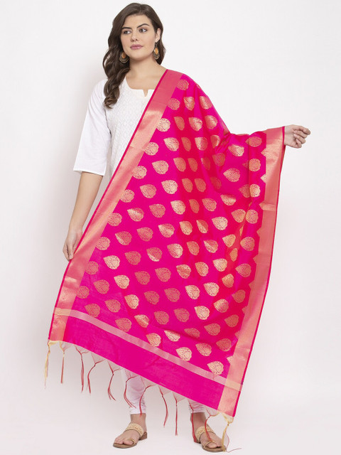 

LOOM LEGACY Women Magenta Pink Woven-Design Dupatta