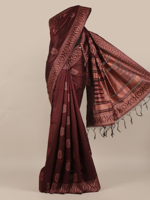 

Pothys Brown Woven Design Jute Silk Saree
