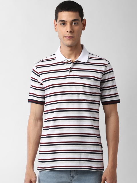 

Peter England Casuals Men White Striped Polo Collar T-shirt