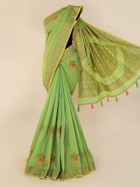 

Pothys Green Woven Design Cotton Blend Saree