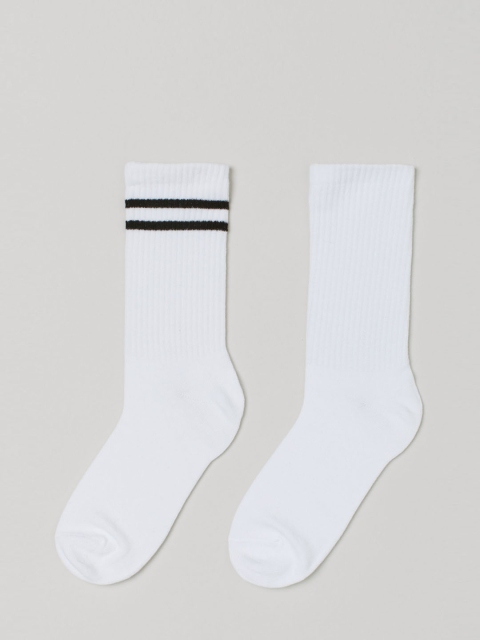 

H&M Women White Solid 2-Pack Sports Socks