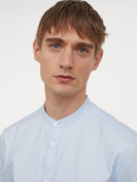 

H&M Men Grandad shirt Slim fit, Blue