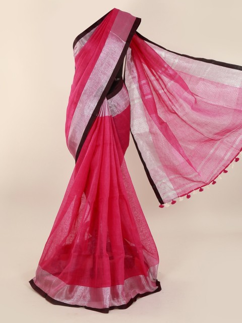 

Pothys Pink Woven Design Linen Blend Saree