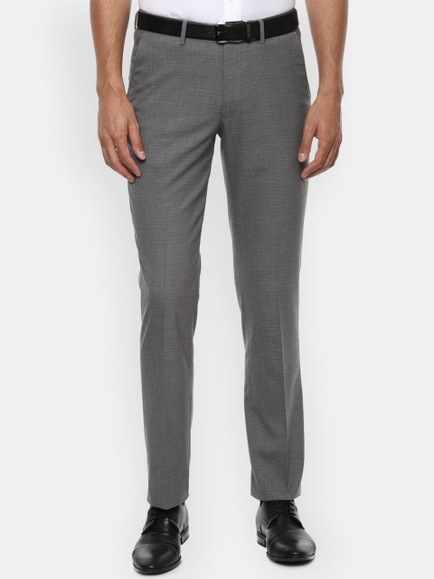 

Louis Philippe Men Grey Regular Fit Checked Formal Trousers