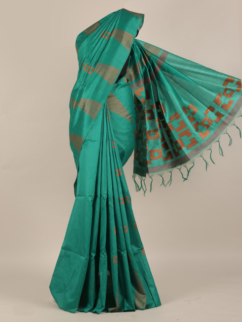 

Pothys Green & Grey Jute Silk Woven Design Saree