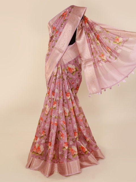 

Pothys Pink Printed Cotton Blend Saree