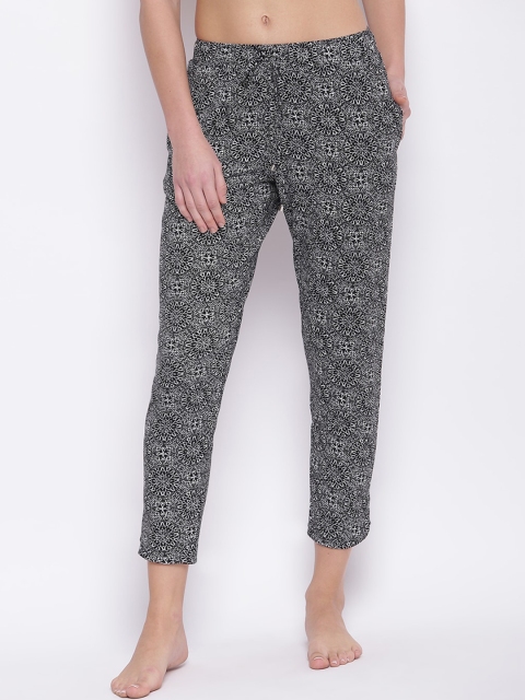 

Enamor Women Black White Floral Print Relaxed Fit Shop in Pyjama Lounge Pants